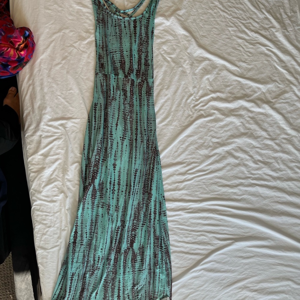 Elegant Teal and Black Maxi Dress